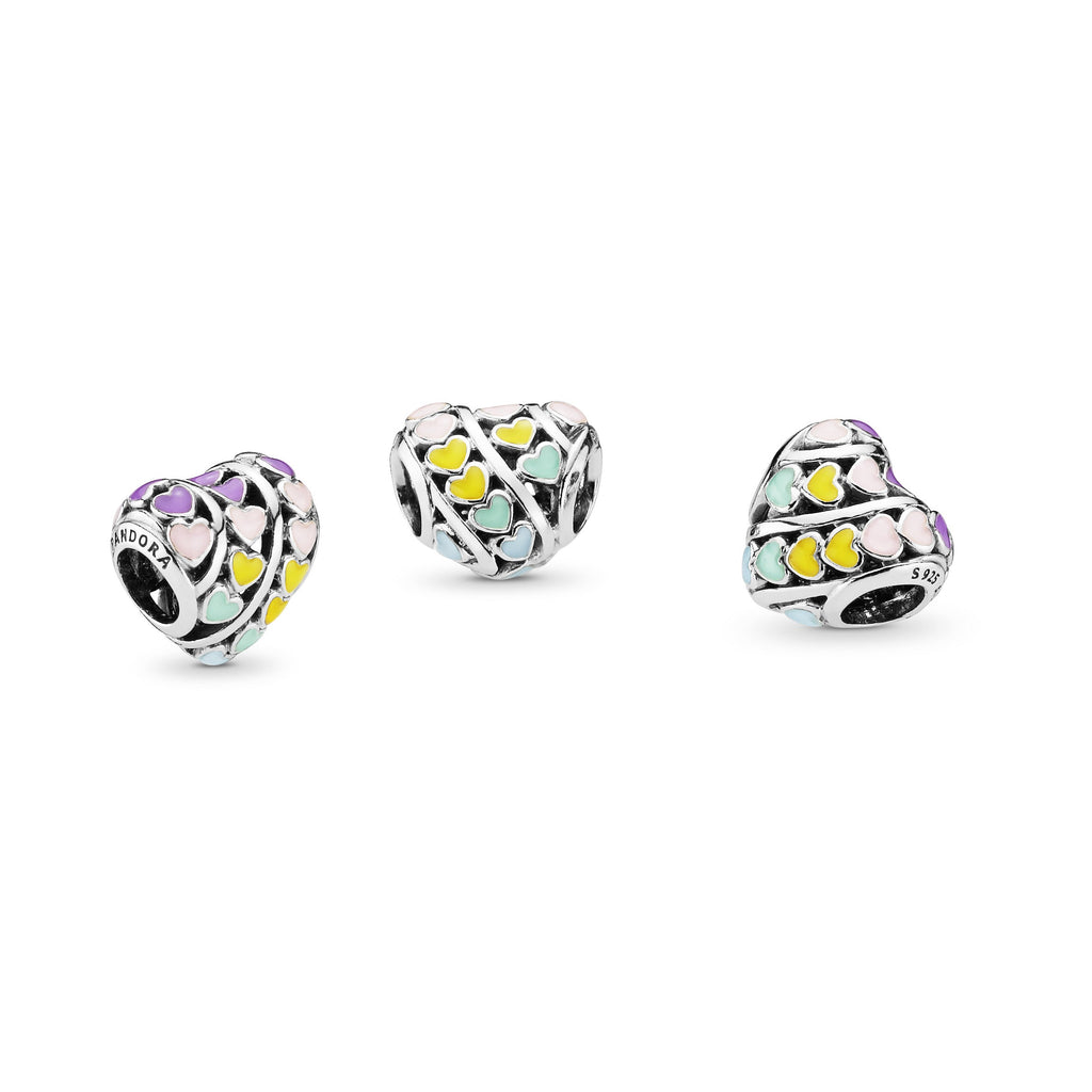 Pandora Charm Featuring Rainbow Hearts