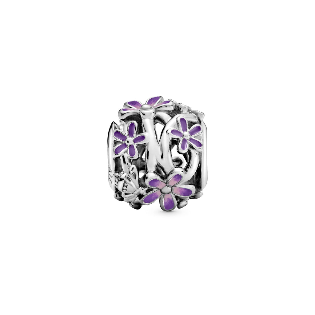 Pandora Charm Featuring Openwork Purple Daisy