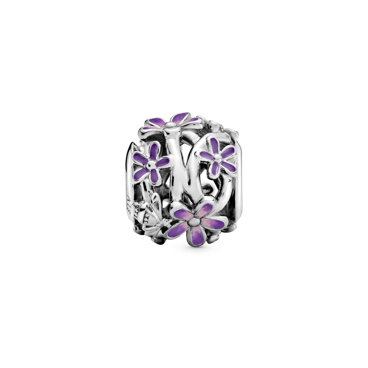 Pandora Charm Featuring Openwork Purple Daisy