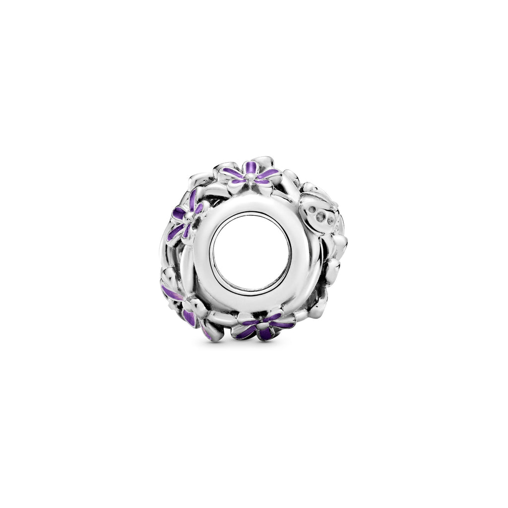 Pandora Charm Featuring Openwork Purple Daisy