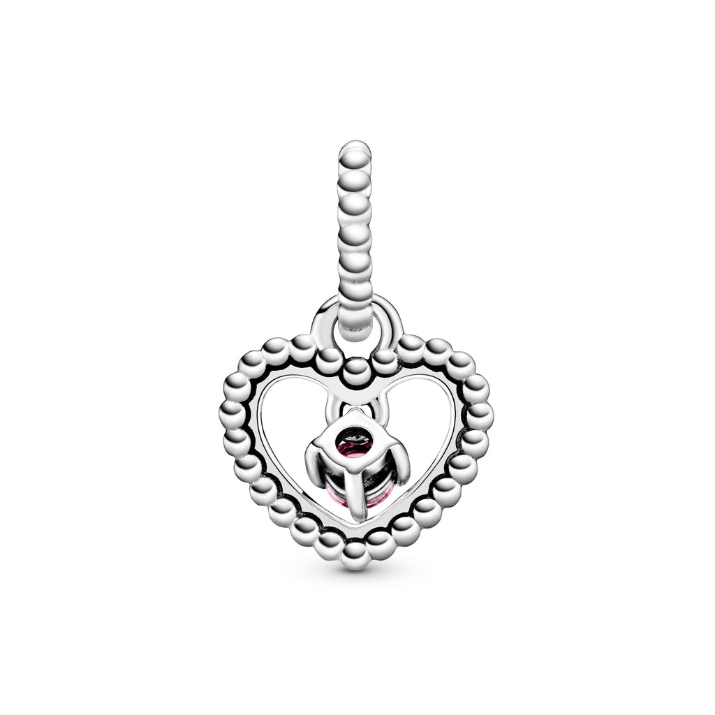 Pandora Charm Featuring Blazing Red Beaded Heart Dangle