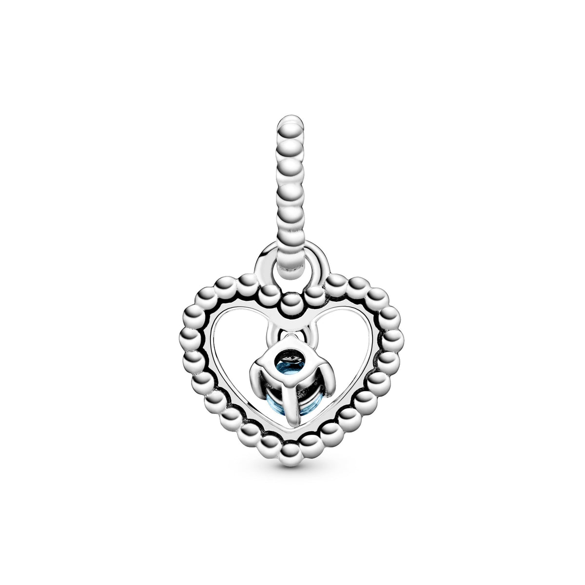 Pandora Sky Blue Beaded Heart Dangle Charm