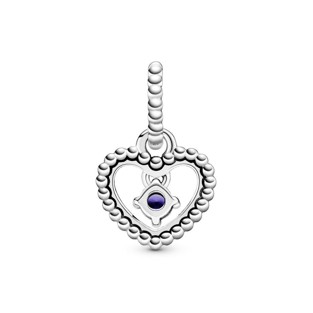Pandora Charm Featuring Sea Blue Beaded Heart Dangle