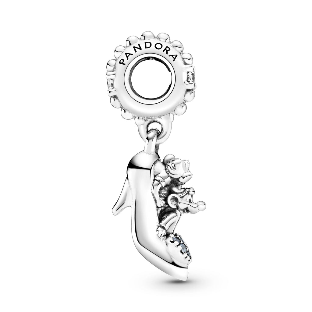 Pandora Charm Featuring Disney Cinderella Glass Slipper & Mice Dangle
