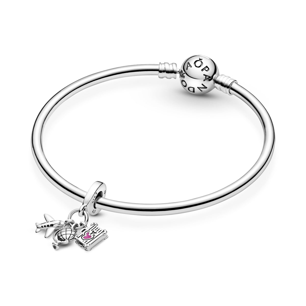 Pandora Charm Featuring Airplane, Globe & Suitcase Dangle