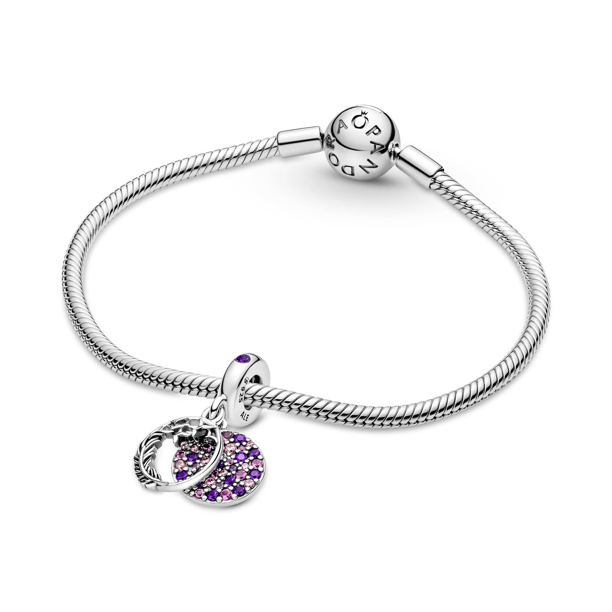 Pandora Charm Featuring Pavé Feather Dangle