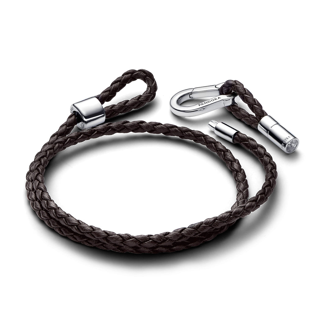 Pandora Bracelet Featuring Moments Brown Braided Double Leather