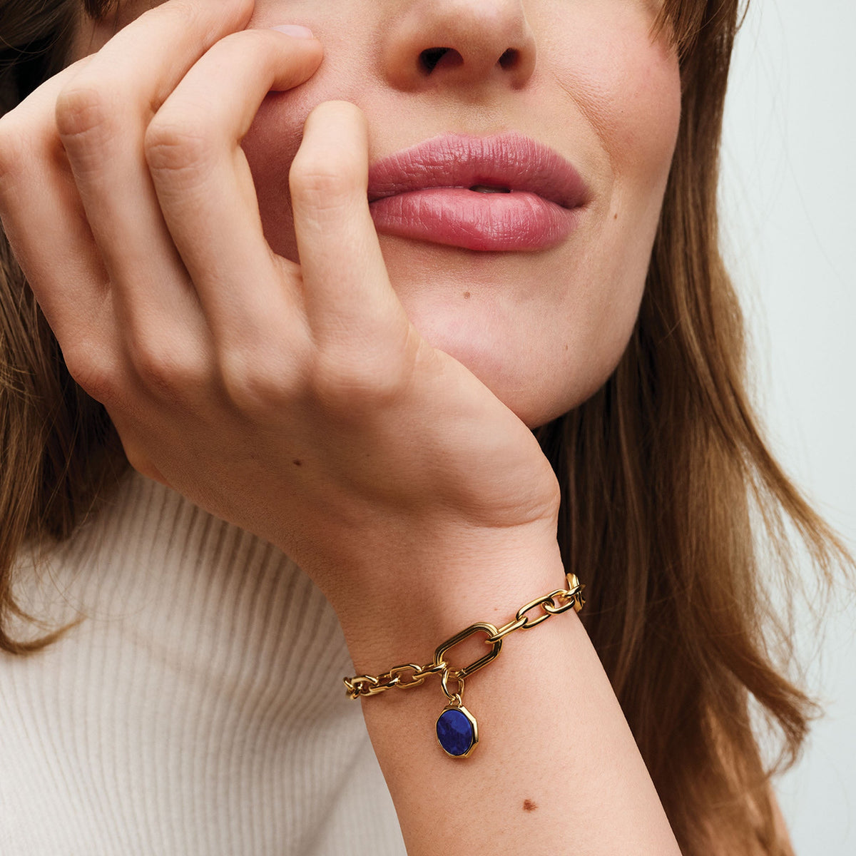 Pandora Charm Featuring Blue Engravable Mini Medallion