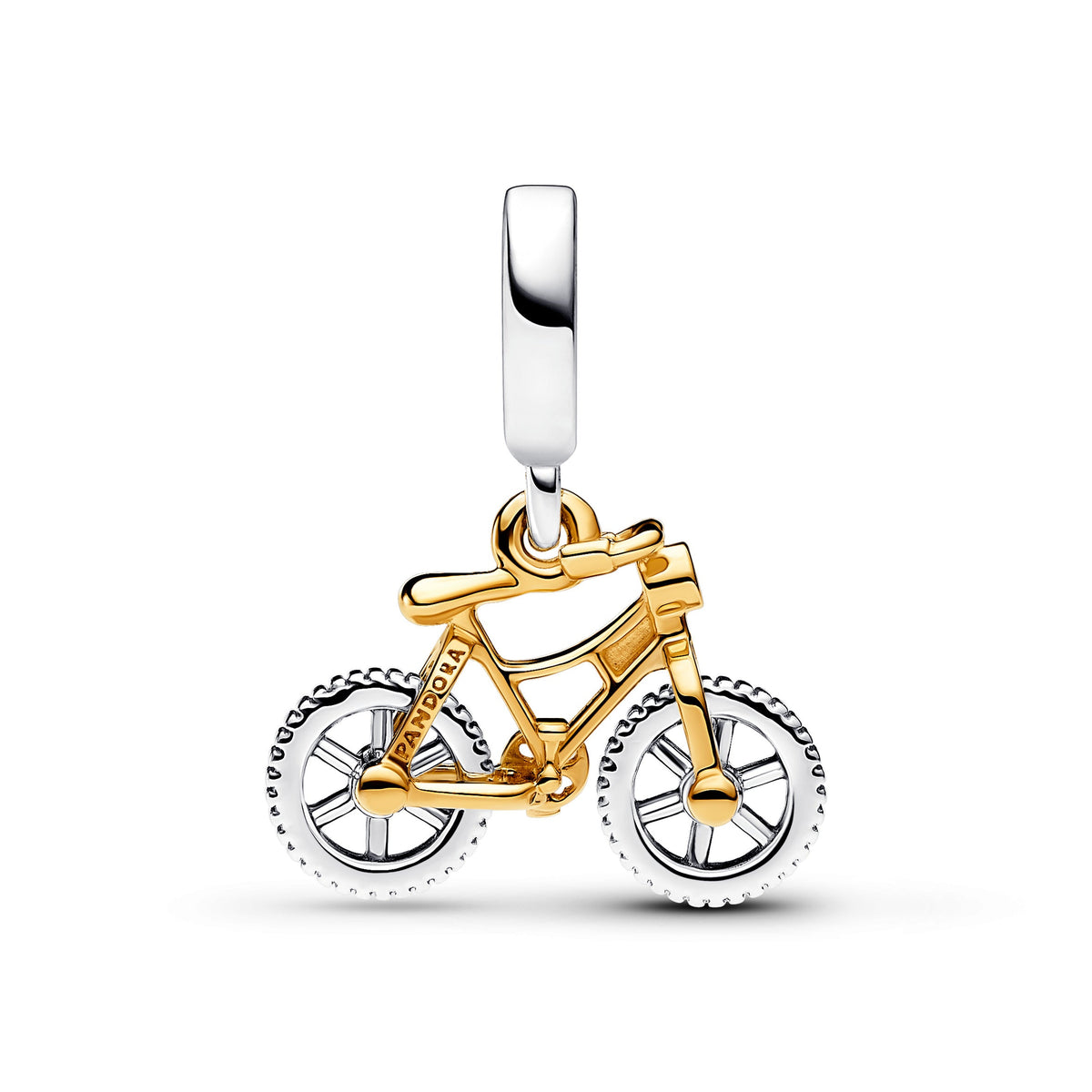 Pandora Charm Featuring Two-tone Spinning Wheels Bicycle Dangle