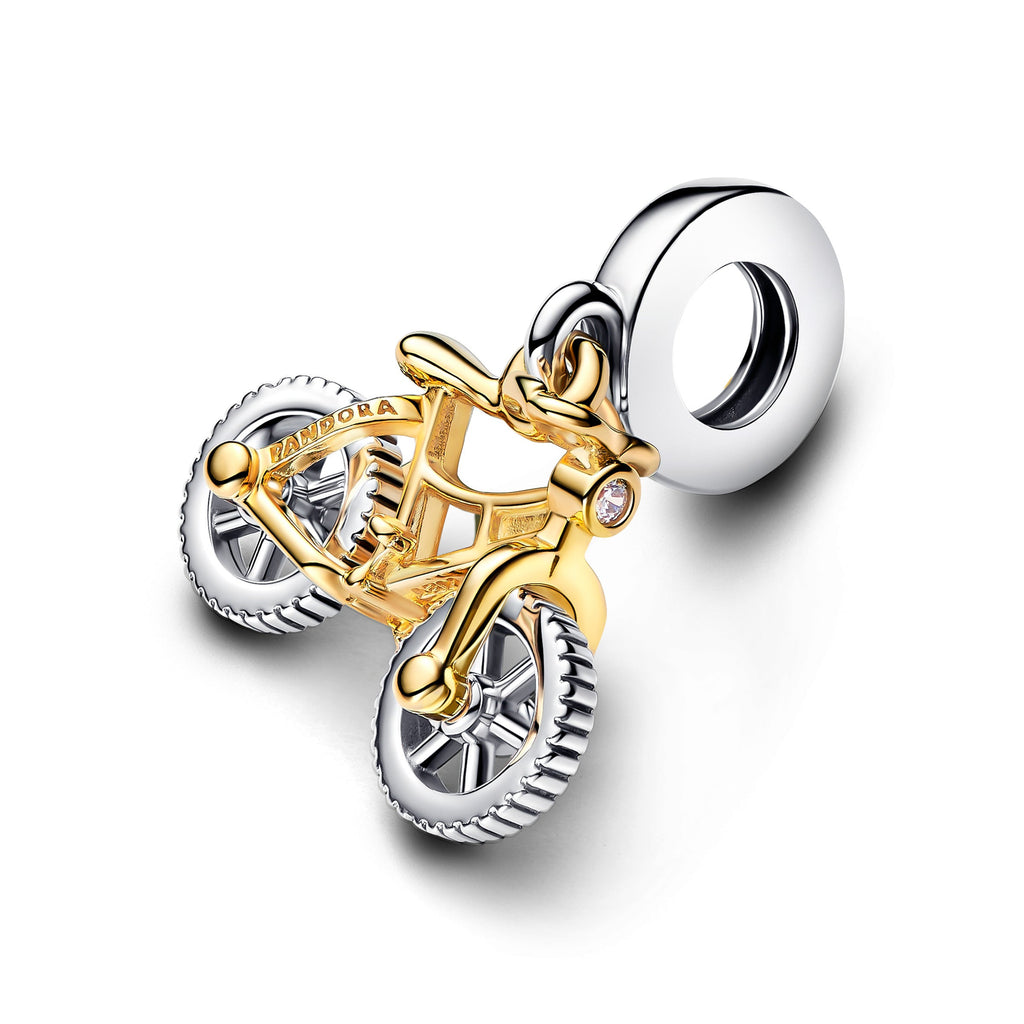 Pandora Charm Featuring Two-tone Spinning Wheels Bicycle Dangle