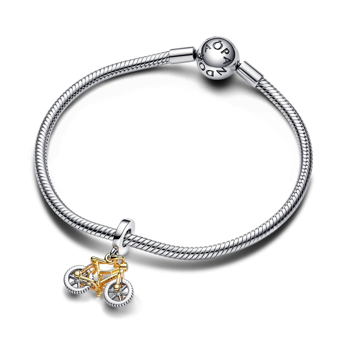 Pandora Charm Featuring Two-tone Spinning Wheels Bicycle Dangle