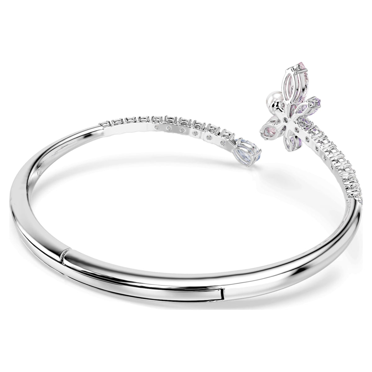 Ariana Grande x Swarovski bangle featuring a dragonfly motif with multicolored mixed-cut accents and rhodium plating
