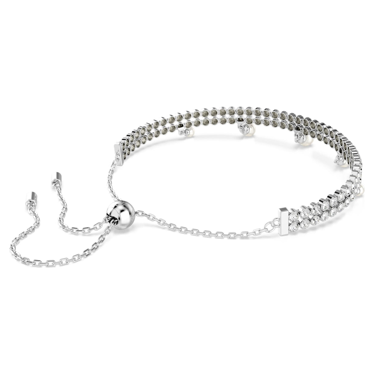Ariana Grande x Swarovski bracelet Crystal pearl, Round cut, White, Rhodium plated