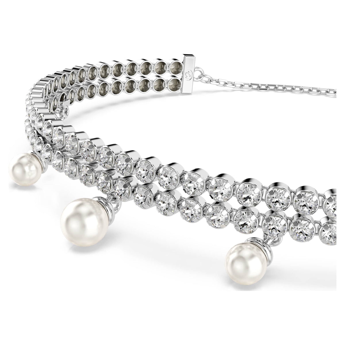 Ariana Grande x Swarovski bracelet Crystal pearl, Round cut, White, Rhodium plated