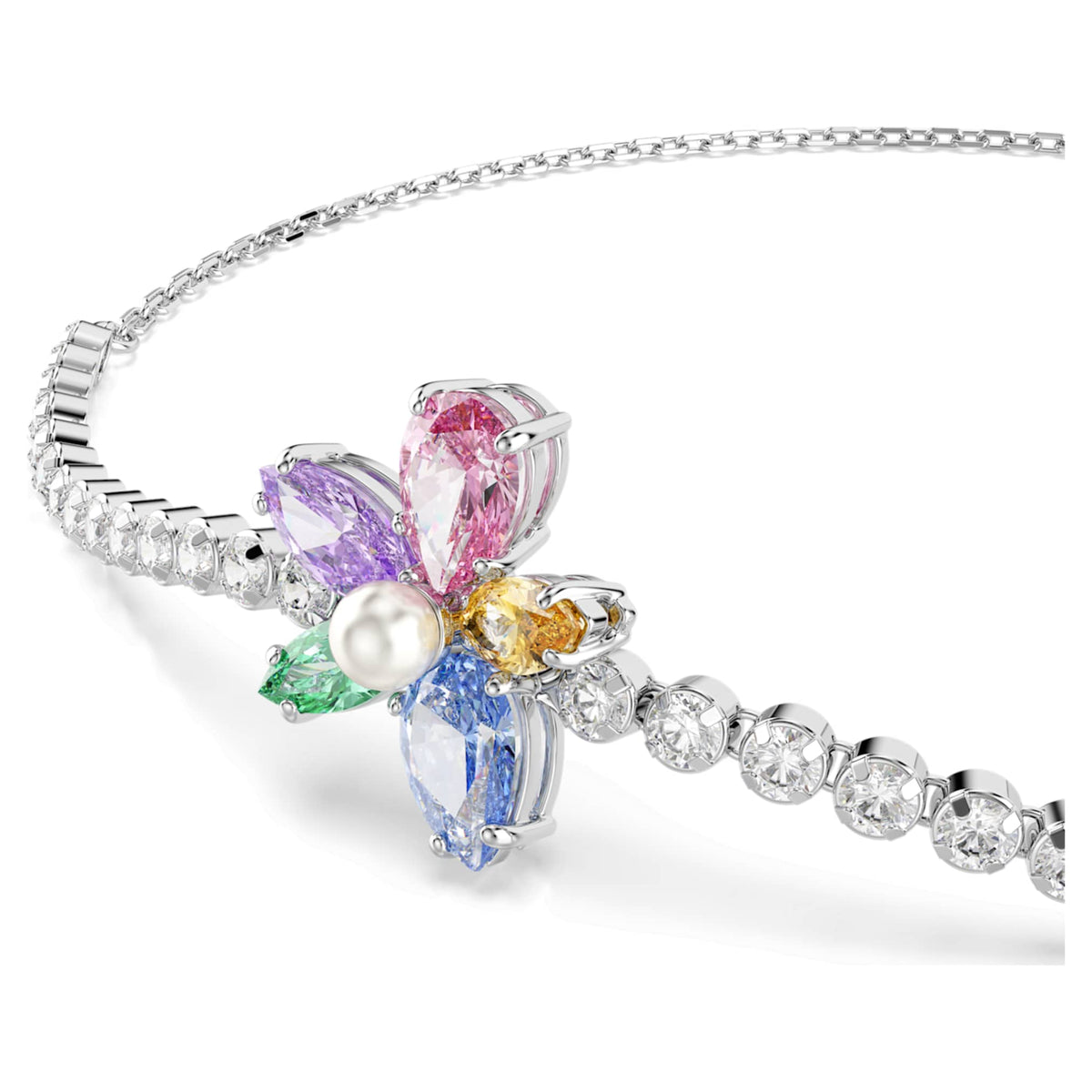 Ariana Grande x Swarovski bracelet featuring a flower motif with multicolored mixed-cut accents and rhodium plating