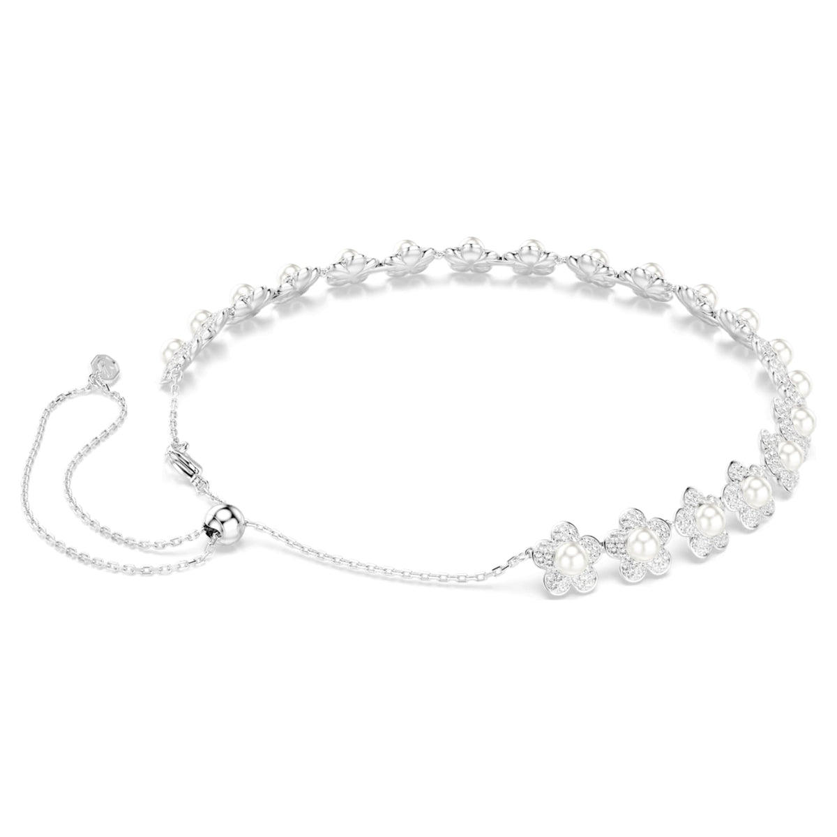 Ariana Grande x Swarovski choker Crystal pearl, Round cut, White, Rhodium plated