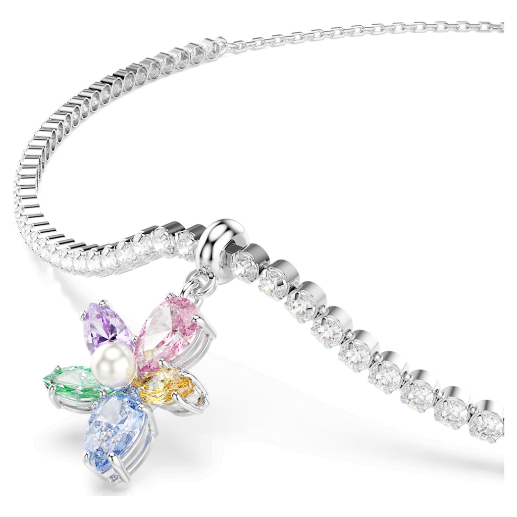 Ariana Grande x Swarovski choker featuring a flower motif with multicolored mixed-cut accents and rhodium plating
