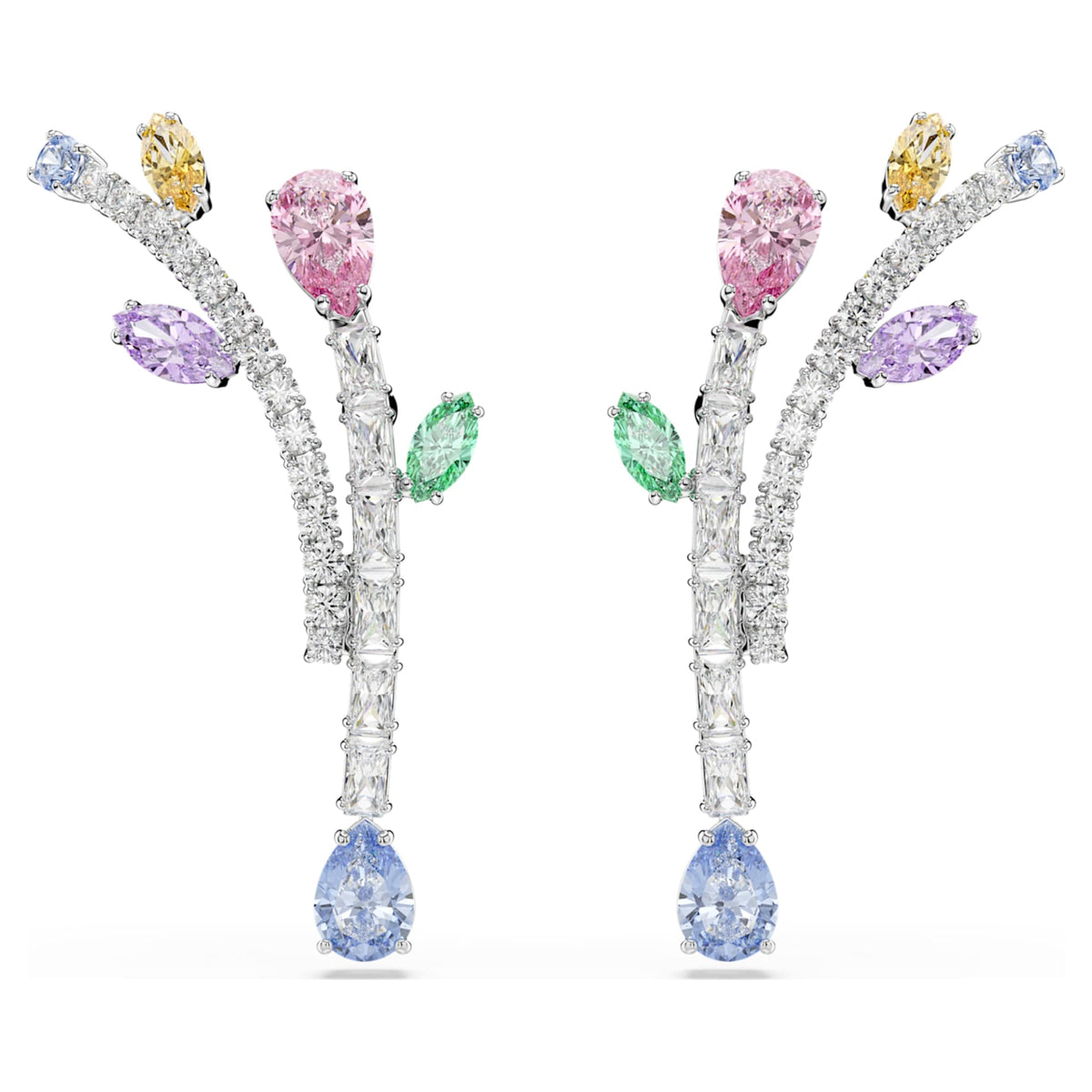 Ariana Grande x Swarovski drop earrings Mixed cuts, Multicolored, Rhodium plated