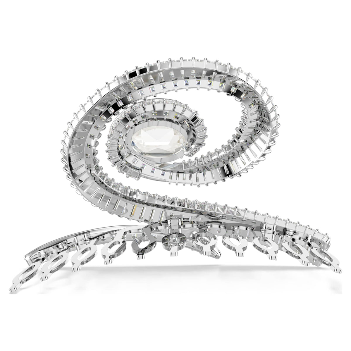 Ariana Grande x Swarovski hair clip Baguette cut, White, Rhodium plated