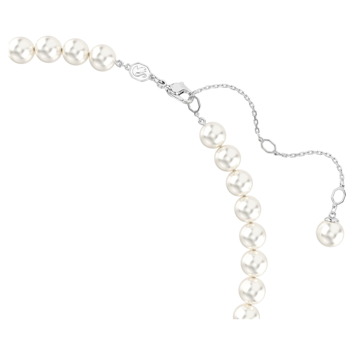 Ariana Grande x Swarovski necklace Crystal pearl, Heart cut, Heart, White, Rhodium plated