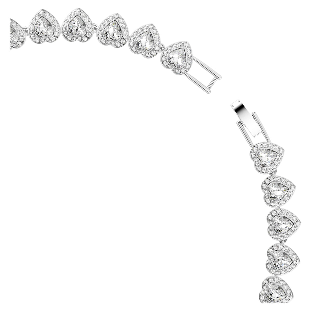Ariana Grande x Swarovski necklace featuring a heart motif with white mixed-cut accents and rhodium plating