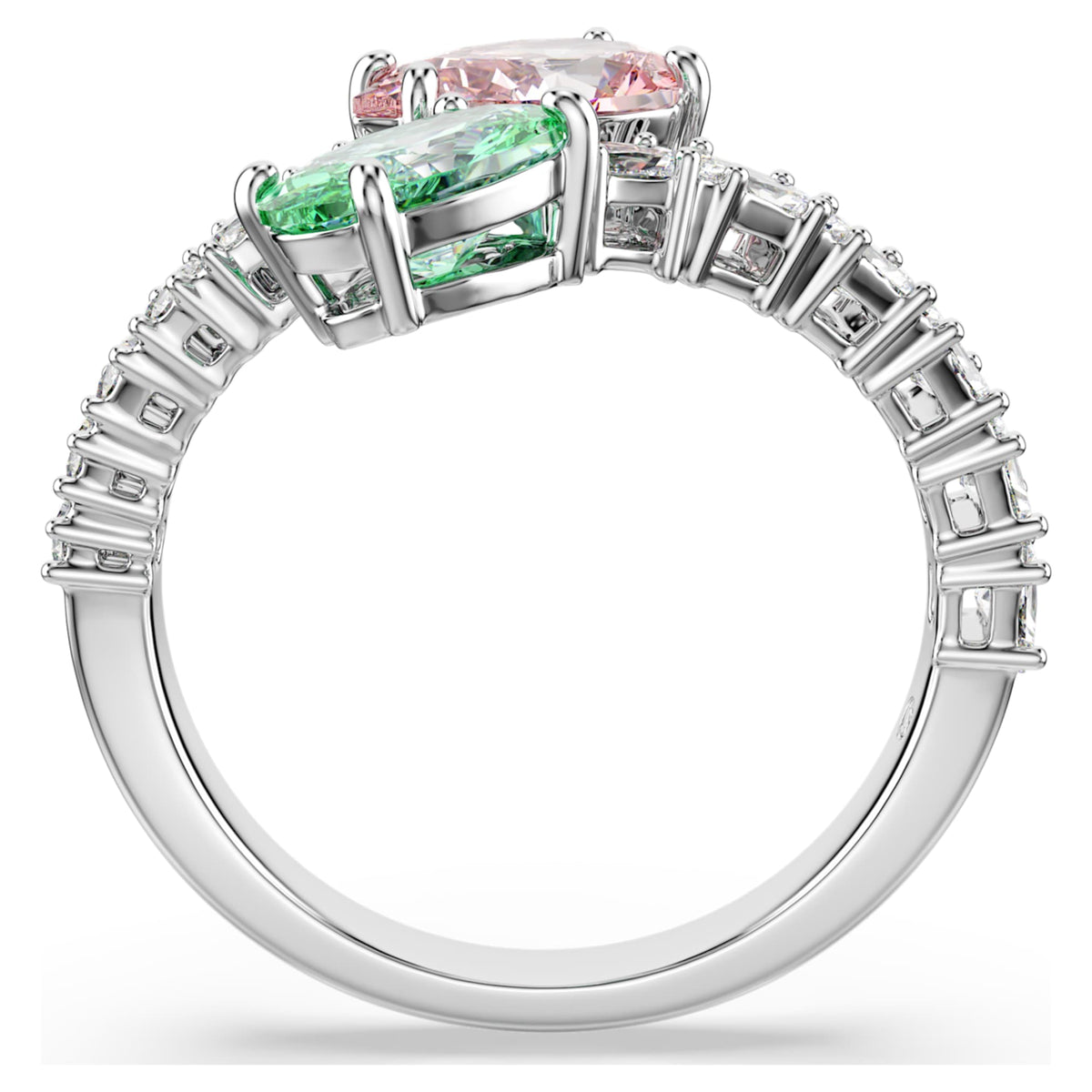 Ariana Grande x Swarovski open ring with multicolored mixed-cut accents and rhodium plating