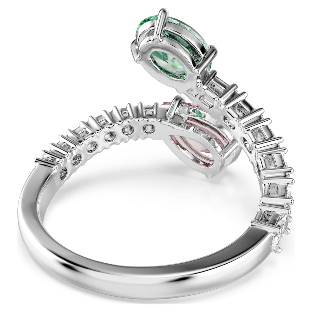 Ariana Grande x Swarovski open ring with multicolored mixed-cut accents and rhodium plating