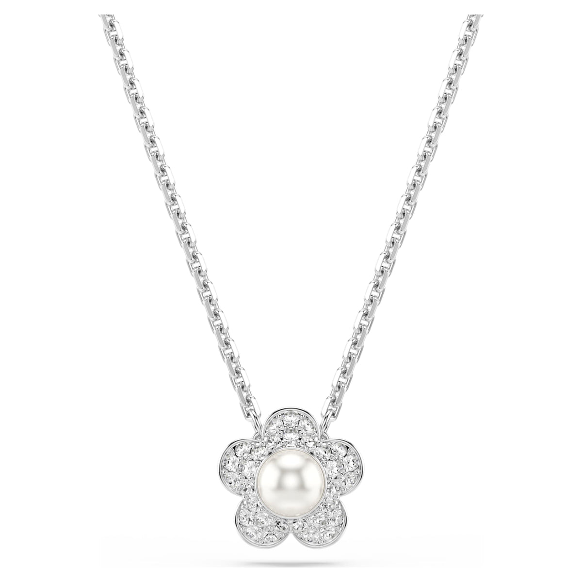 Ariana Grande x Swarovski set Crystal pearl, Round cut, Flower, White, Rhodium plated