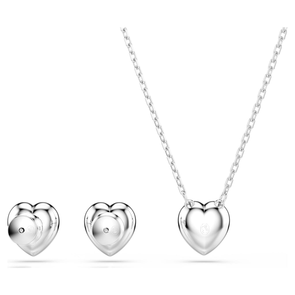 Ariana Grande x Swarovski set featuring a heart motif with white mixed-cut accents and rhodium plating