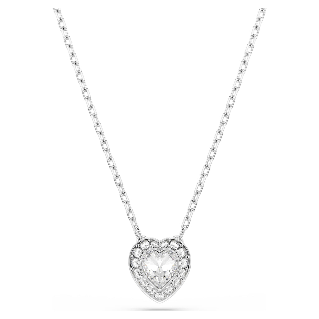 Ariana Grande x Swarovski set featuring a heart motif with white mixed-cut accents and rhodium plating