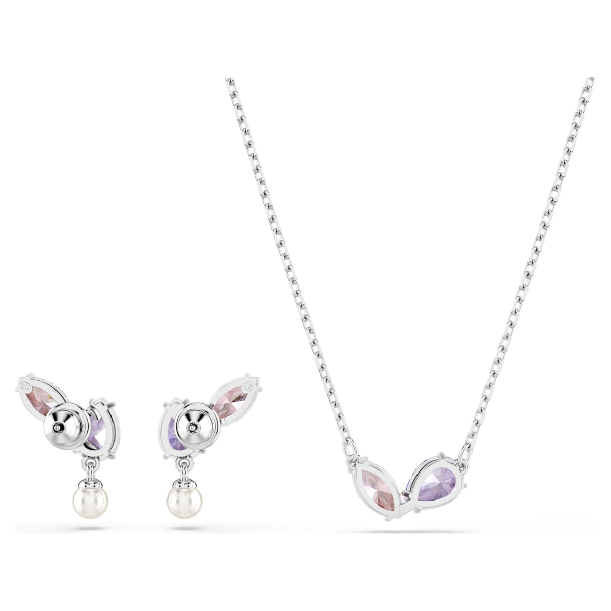 Ariana Grande x Swarovski set with multicolored mixed-cut accents and rhodium plating