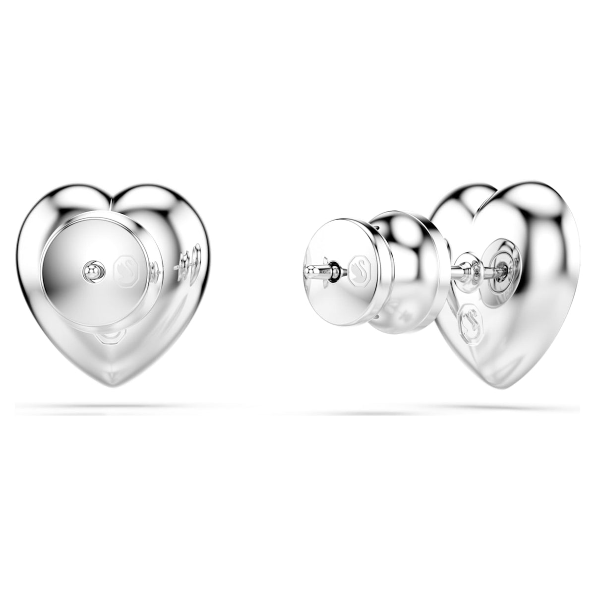 Ariana Grande x Swarovski stud earrings featuring a heart motif with white mixed-cut accents and rhodium plating
