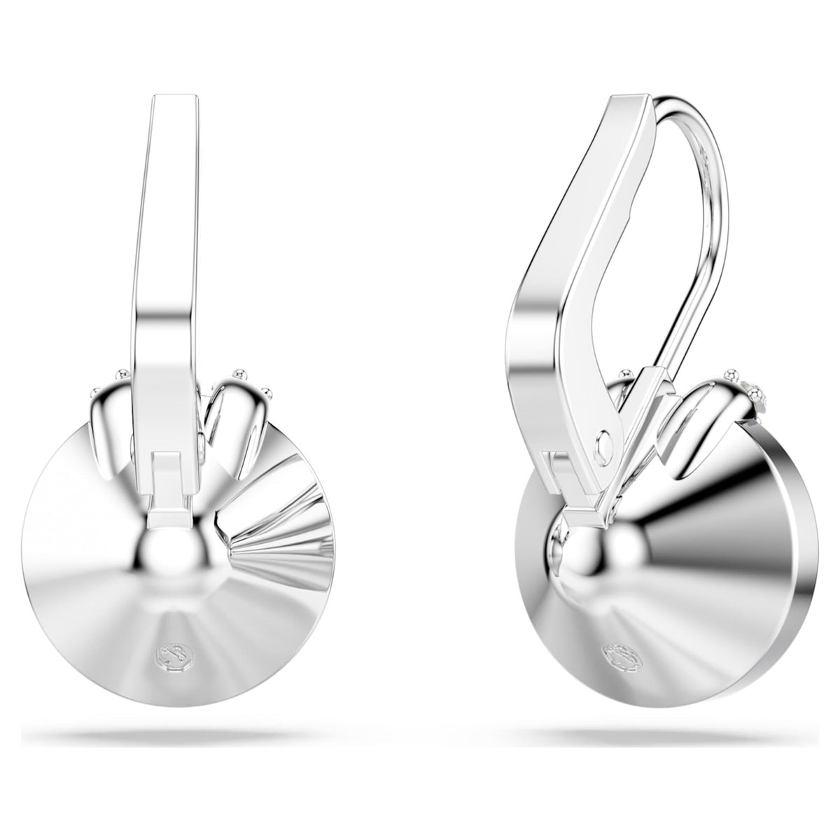 Swarovski Bella V drop earrings with blue round-cut accents and rhodium plating