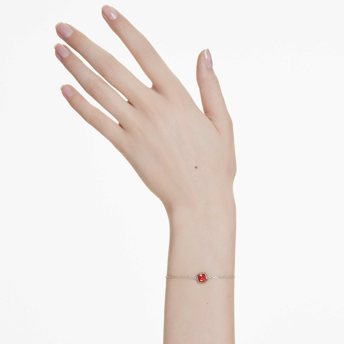 Swarovski Birthstone bracelet Square cut, July, Red, Rhodium plated