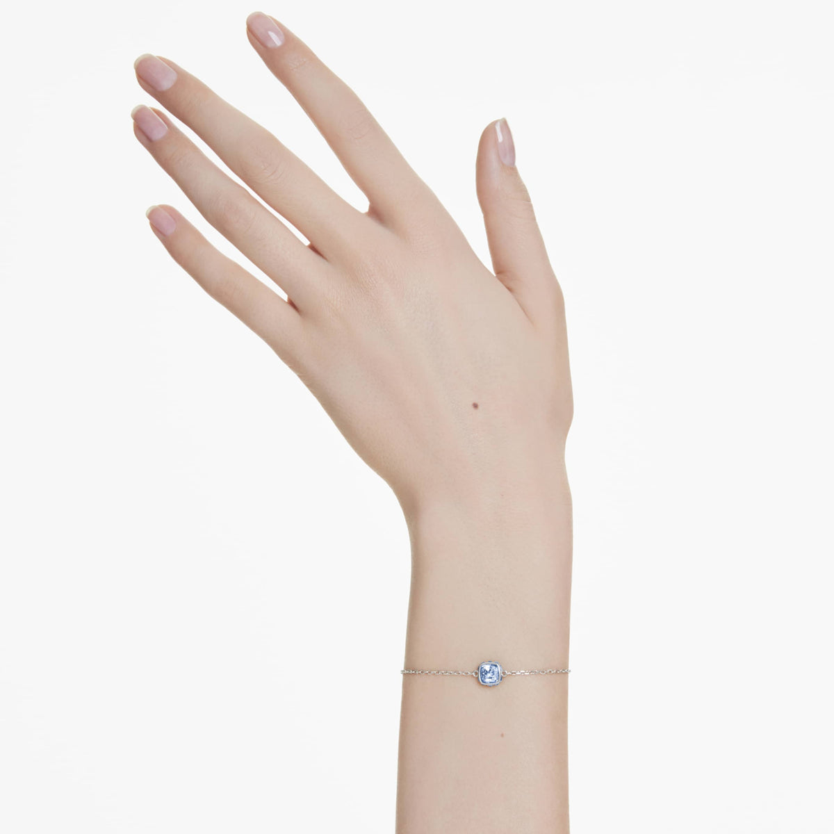 Swarovski Birthstone bracelet Square cut, March, Blue, Rhodium plated