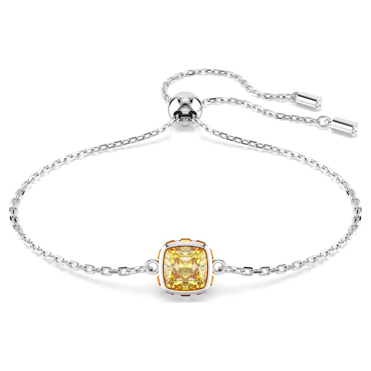 Swarovski Birthstone bracelet Square cut, November, Yellow, Rhodium plated