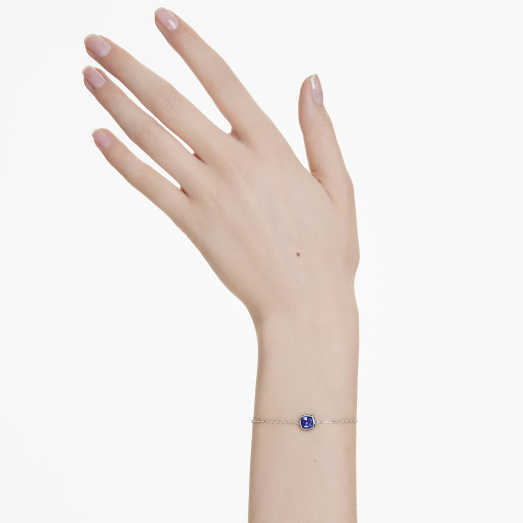 Swarovski Birthstone bracelet Square cut, June, Pink, Rhodium plated