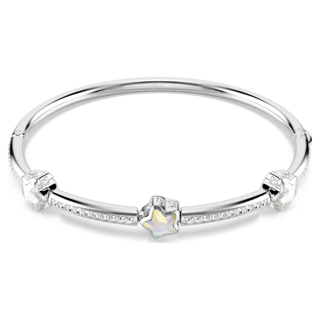 Swarovski Chroma bangle featuring a star motif with white mixed-cut accents and rhodium plating