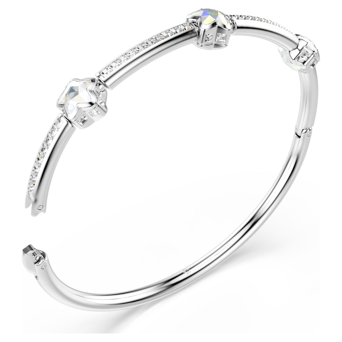 Swarovski Chroma bangle featuring a star motif with white mixed-cut accents and rhodium plating