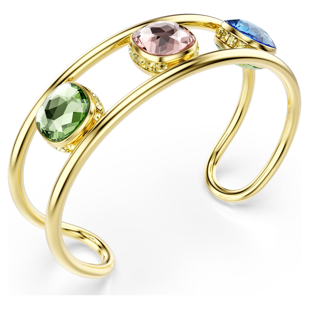 Swarovski Chroma cuff with multicolored cushion-cut accents and an 18K gold finish