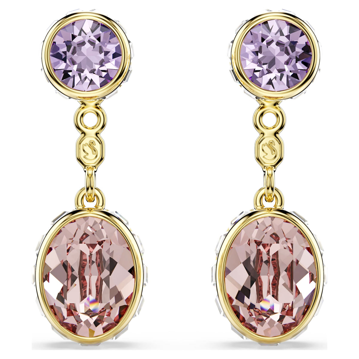Swarovski Chroma drop earrings Mixed cuts, Multicolored, 18K gold finish