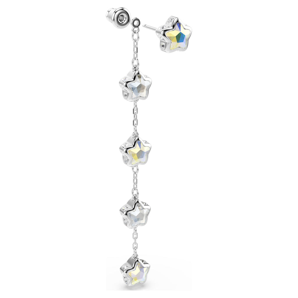 Swarovski Chroma earrings featuring a star motif with white mixed-cut accents and rhodium plating