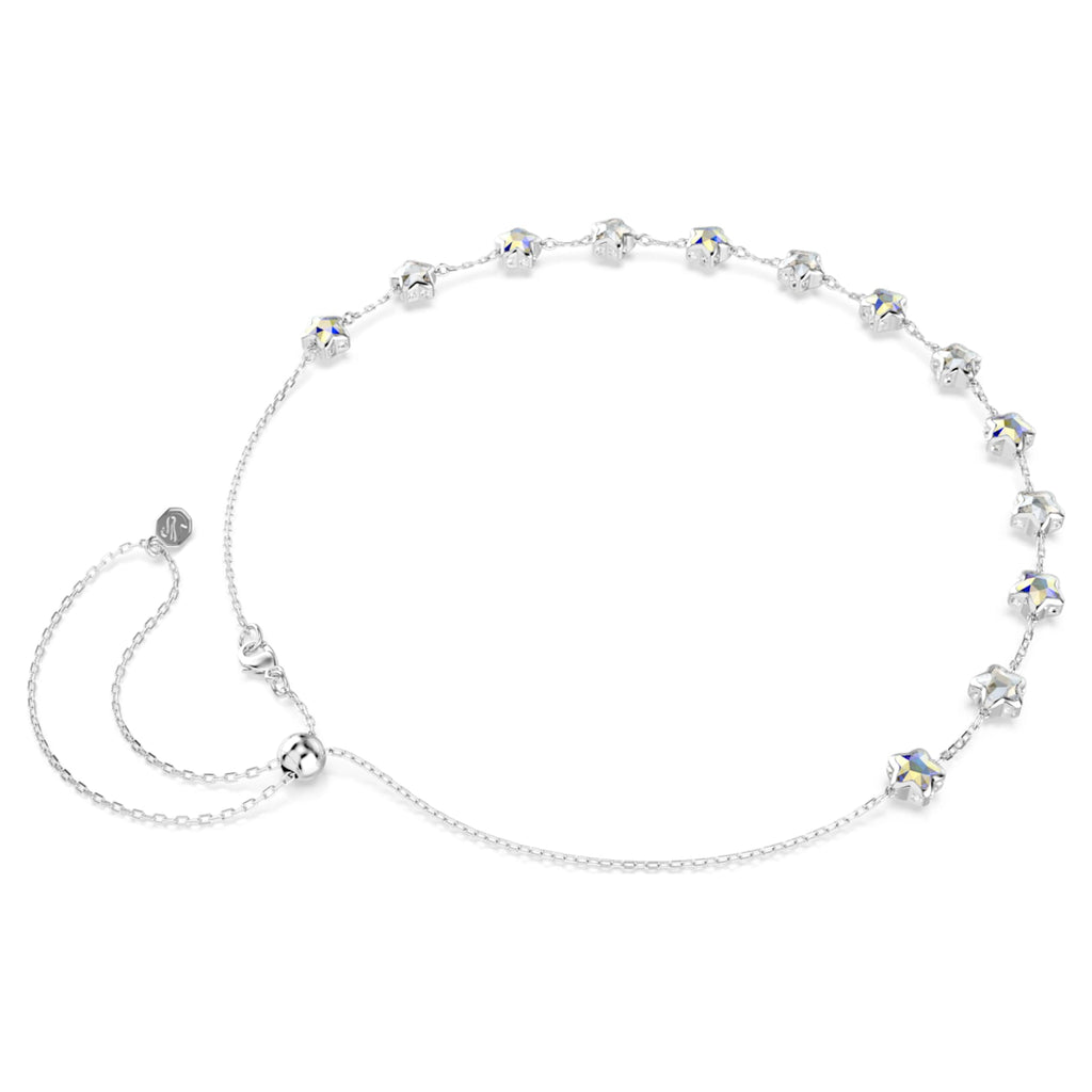 Swarovski Chroma necklace featuring a star motif with white mixed-cut accents and rhodium plating