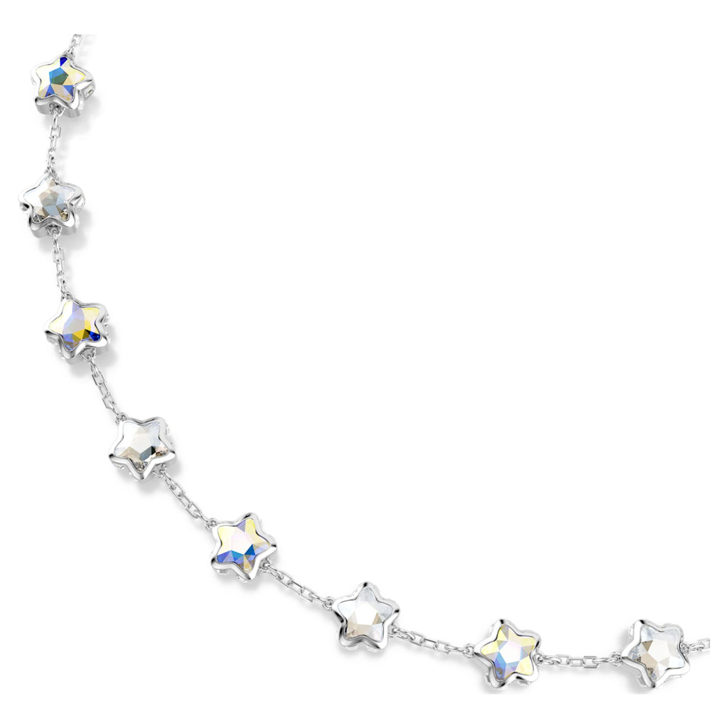 Swarovski Chroma necklace featuring a star motif with white mixed-cut accents and rhodium plating