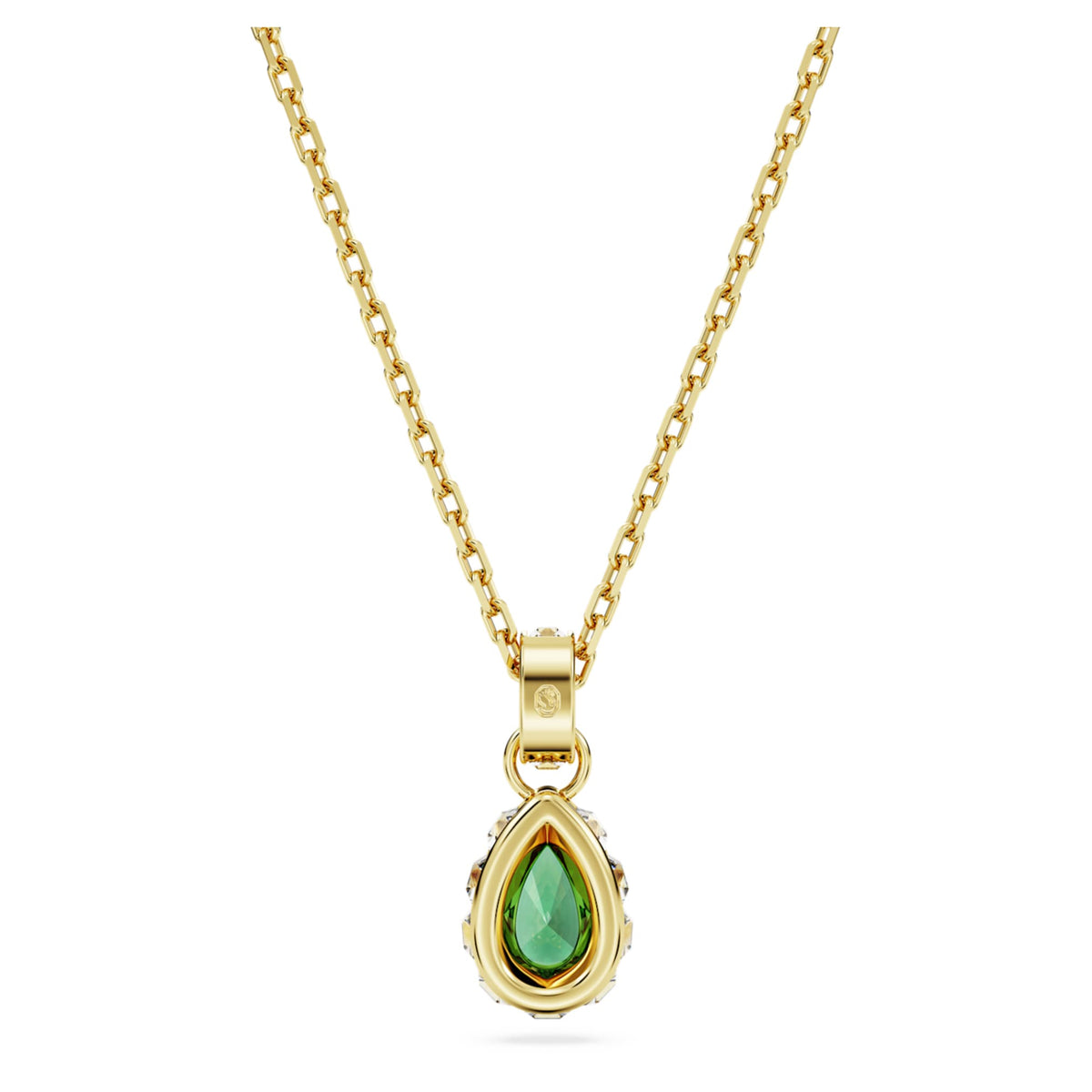 Swarovski Chroma pendant Pear cut, Green, 18K gold finish