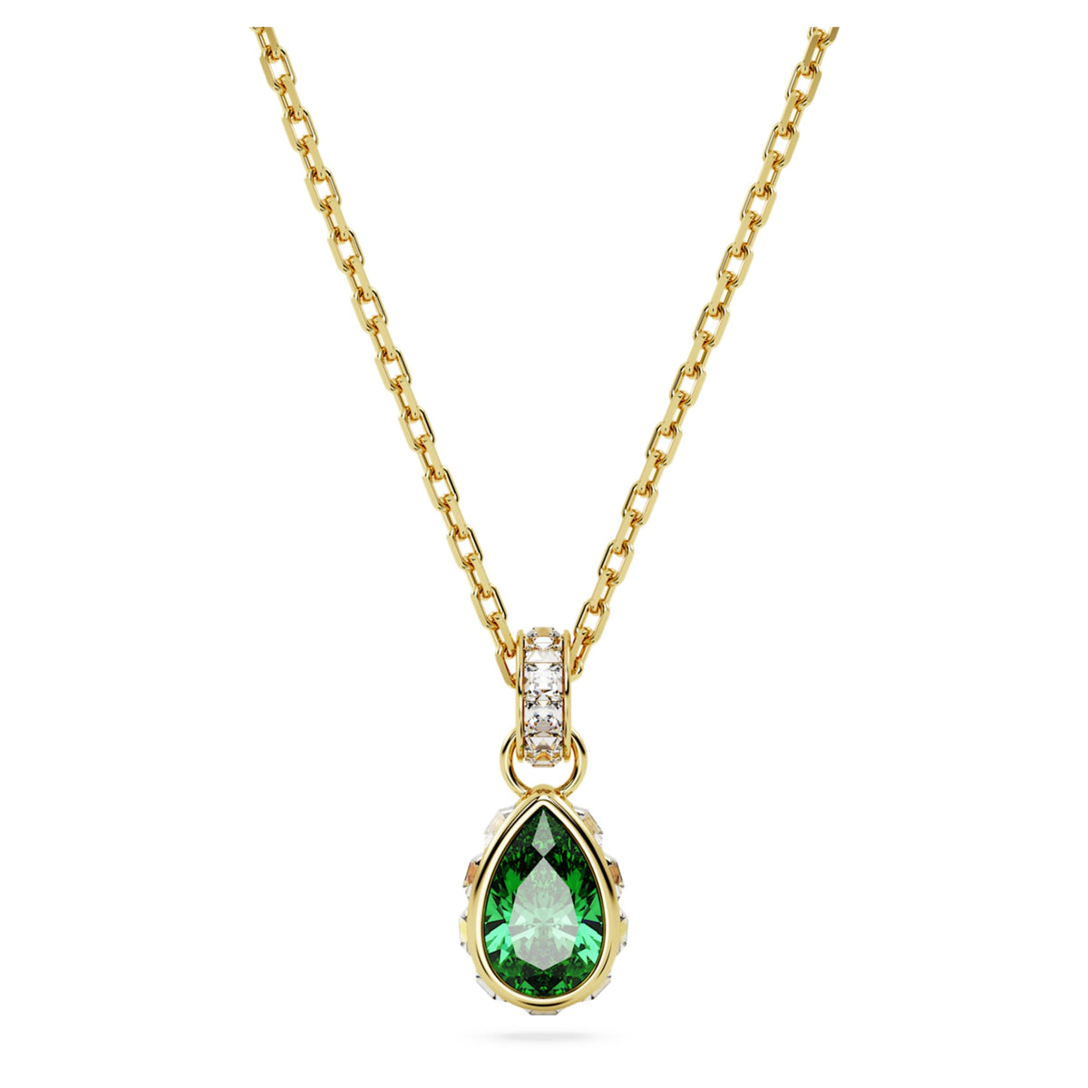 Swarovski Chroma pendant Pear cut, Green, 18K gold finish