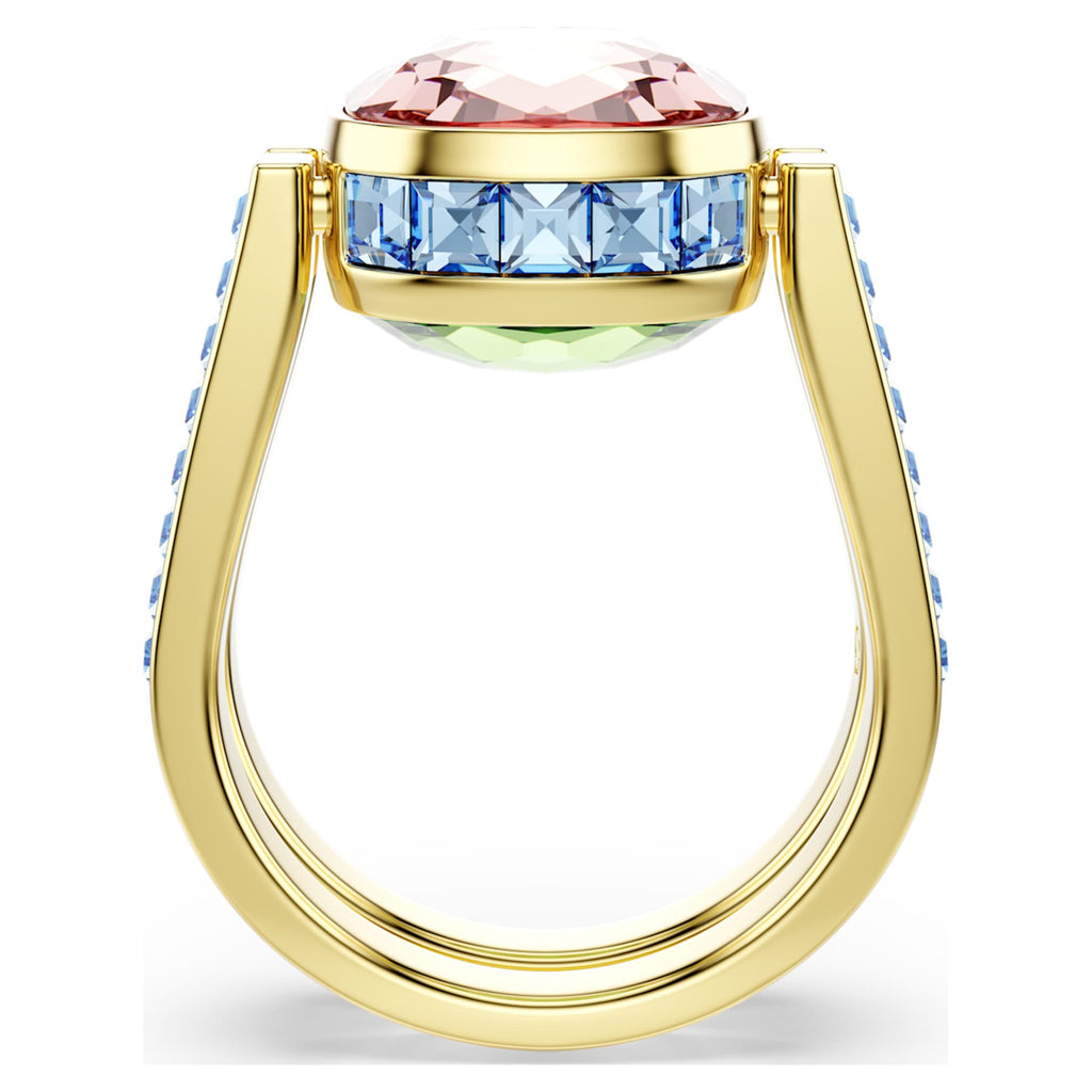 Swarovski Chroma ring with multicolored cushion-cut accents and an 18K gold finish