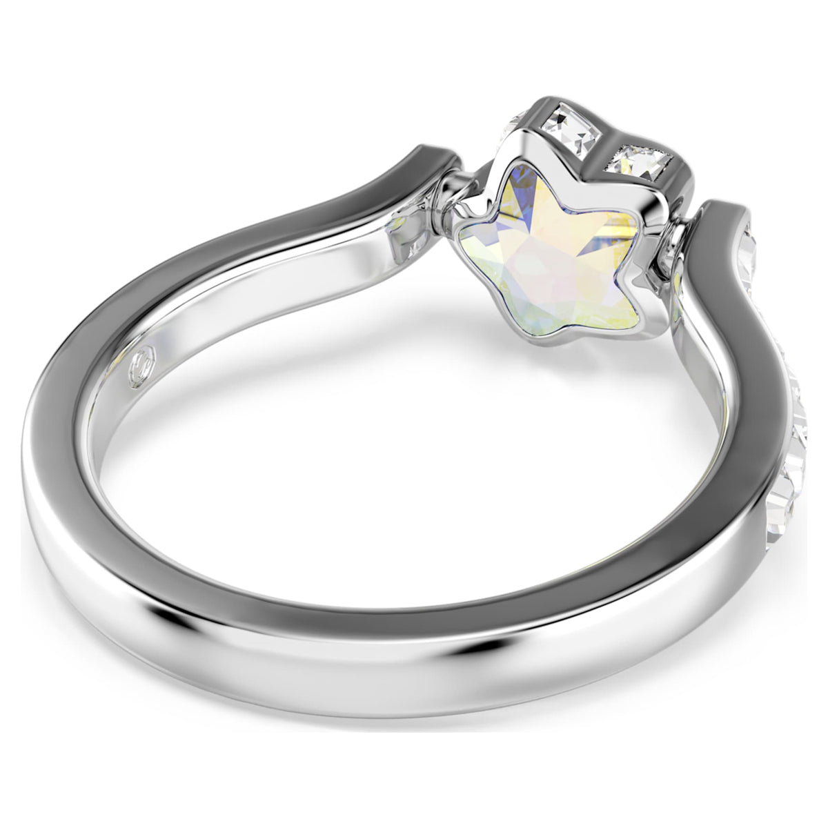 Swarovski Chroma ring featuring a star motif with white mixed-cut accents and rhodium plating