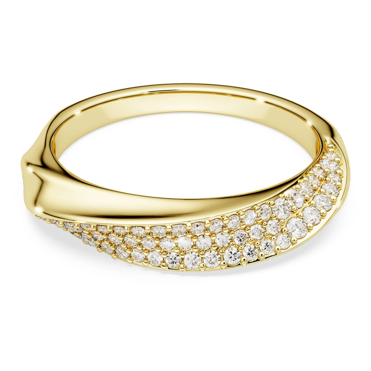Swarovski Classica band ring Round cut, White, Sterling silver, 18K gold finish