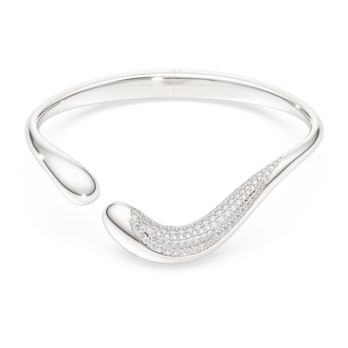 Swarovski Classica bangle Open, Round cut, White, Sterling silver